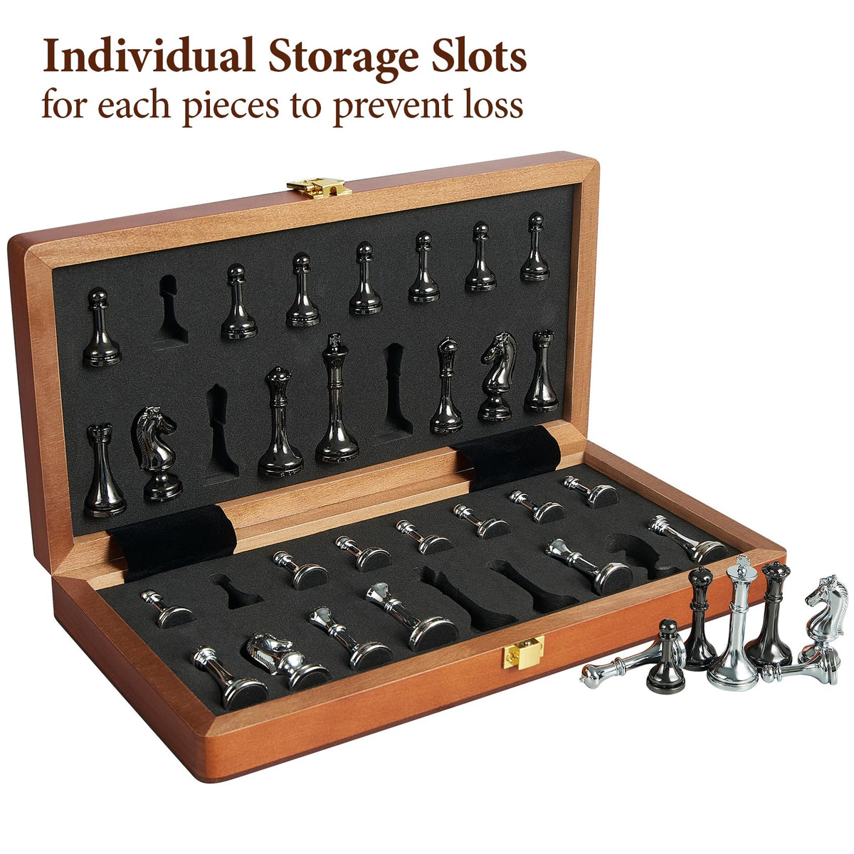 ELONGDI travel chess set with lock for secure on-the-go storage