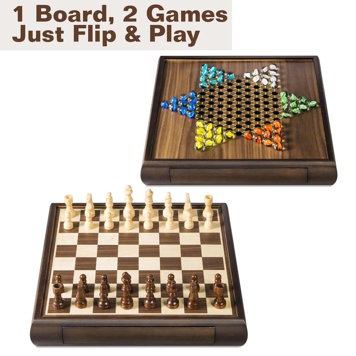 ELONGDI Chinese checkers glass marbles set offers bright, smooth play.
