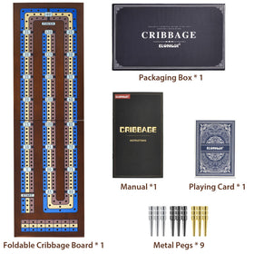 ELONGDI cribbage set with magnetic closure keeps pieces secure during transport.