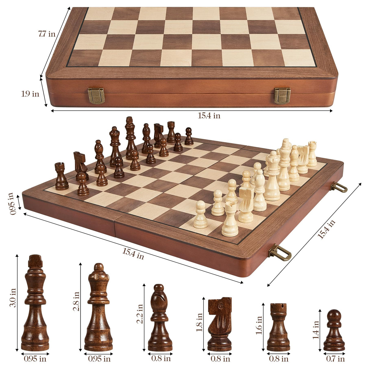 ELONGDI folding chessboard with secure locks for portable setup