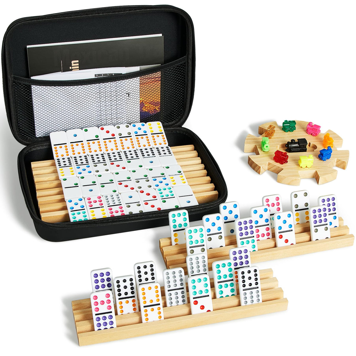 ELONGDI Mexican Train tiles set with 91 pieces for family game nights.