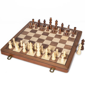 ELONGDI walnut wood finish chessboard highlighting natural grain