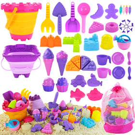 Elovien collapsible buckets for sand play at the beach, quick to set up.