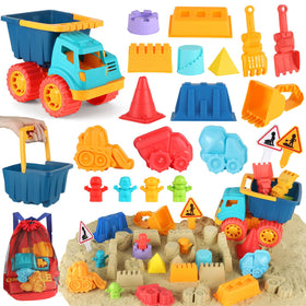 Elovien dump truck with bucket for imaginative beach construction play.
