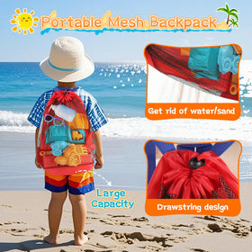 Elovien large mesh bag keeps toys organized and dries quickly.