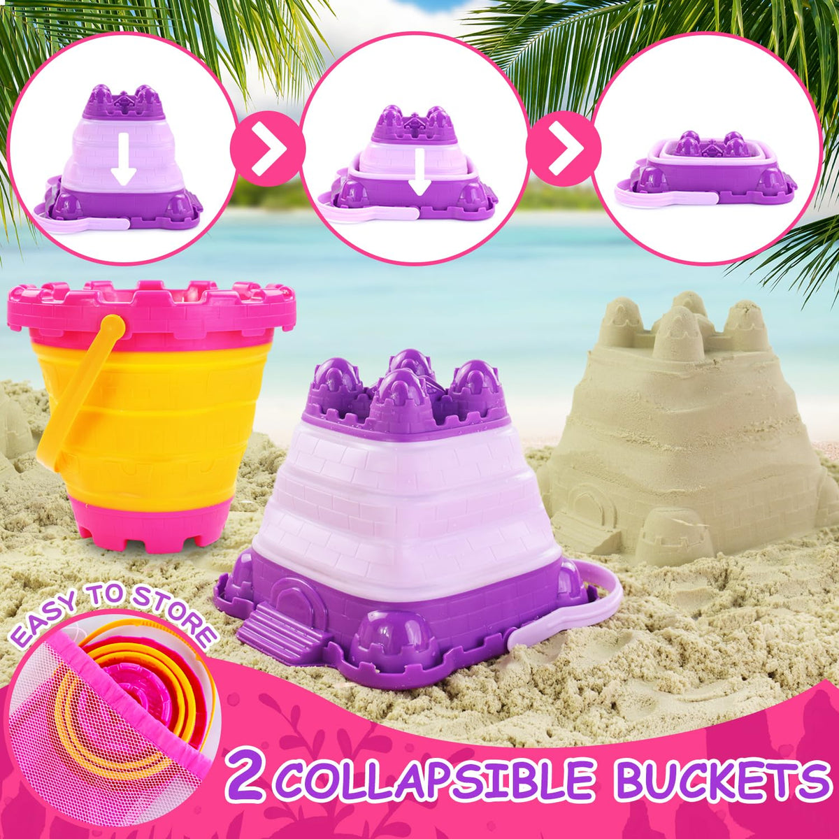 Elovien mesh backpack totes all beach toys and dries fast after play.