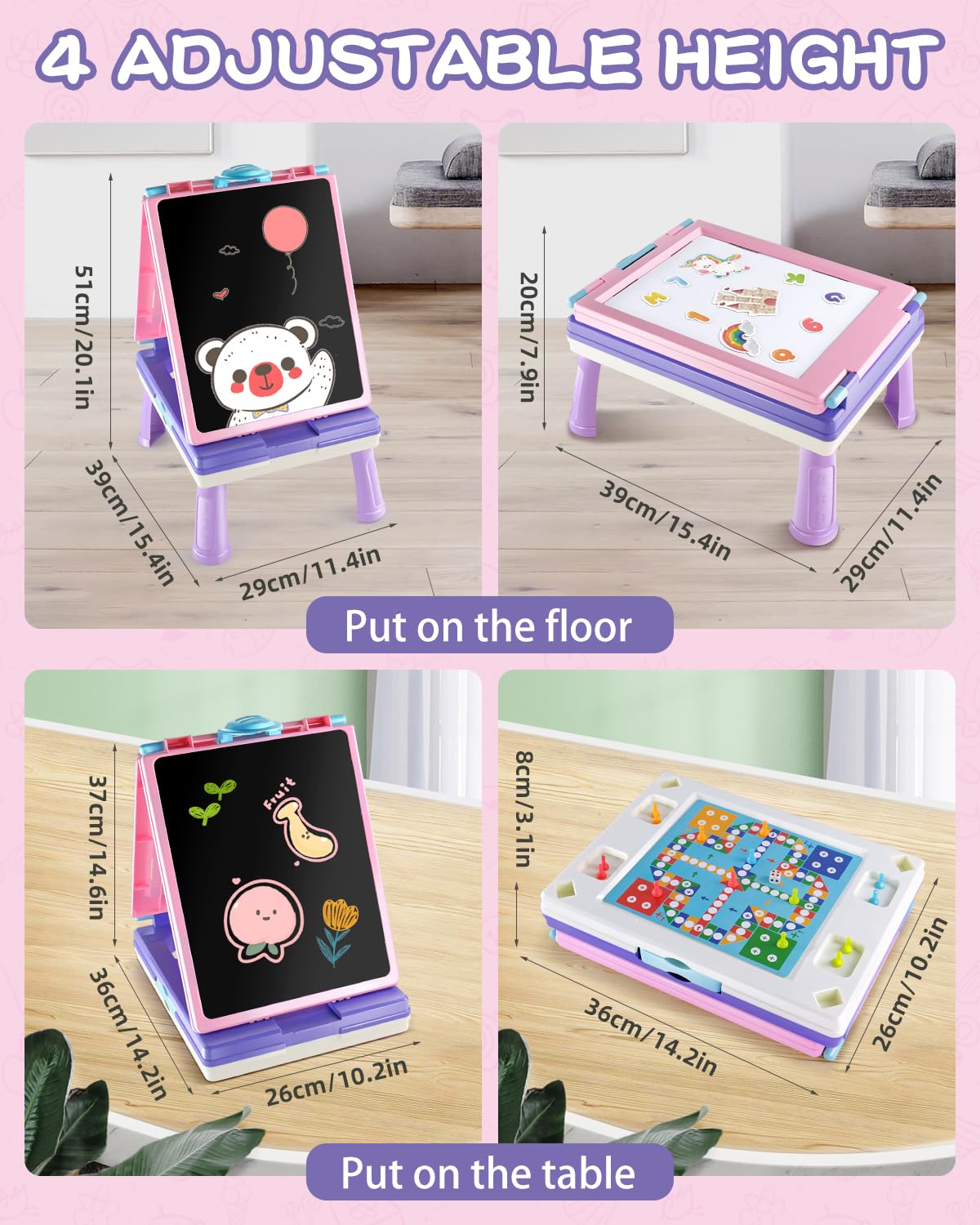 Elovien easel kids foldable portable design makes setup and storage a breeze