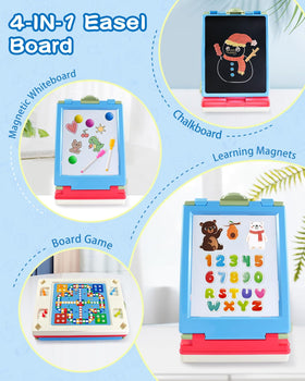 Elovien blue easel magnets enable card-based learning activities.