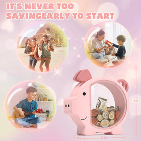 ELX piggy bank name stickers personalize a charming gift for birthdays.