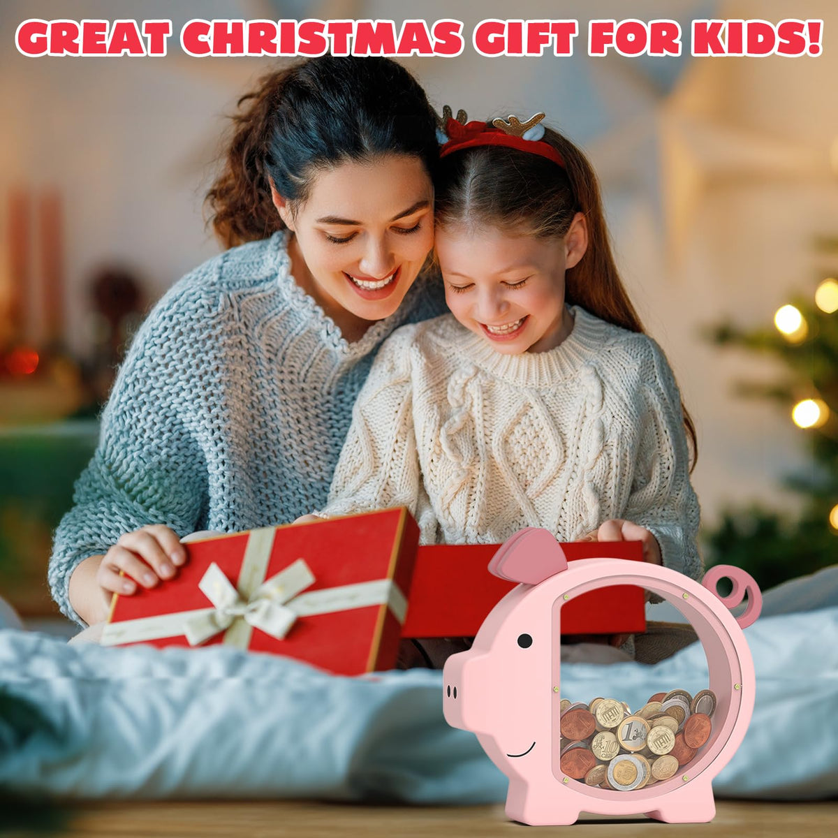 ELX wooden piggy bank doubles as durable decor and money box.