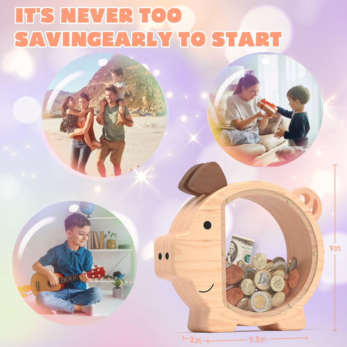 ELX piggy bank featuring a safe finish for everyday kid use.