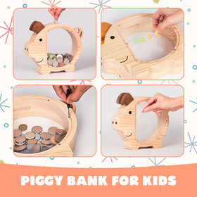 ELX piggy bank showing side screws for easy money retrieval.