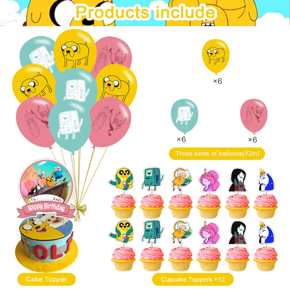 ELZEM Time of Adventure cupcake toppers add thematic detail to treats