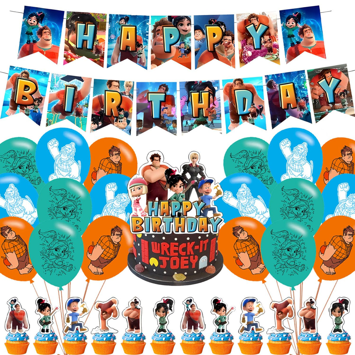 ELZEM Wreck It Ralph banner for birthday party decor and photo moments