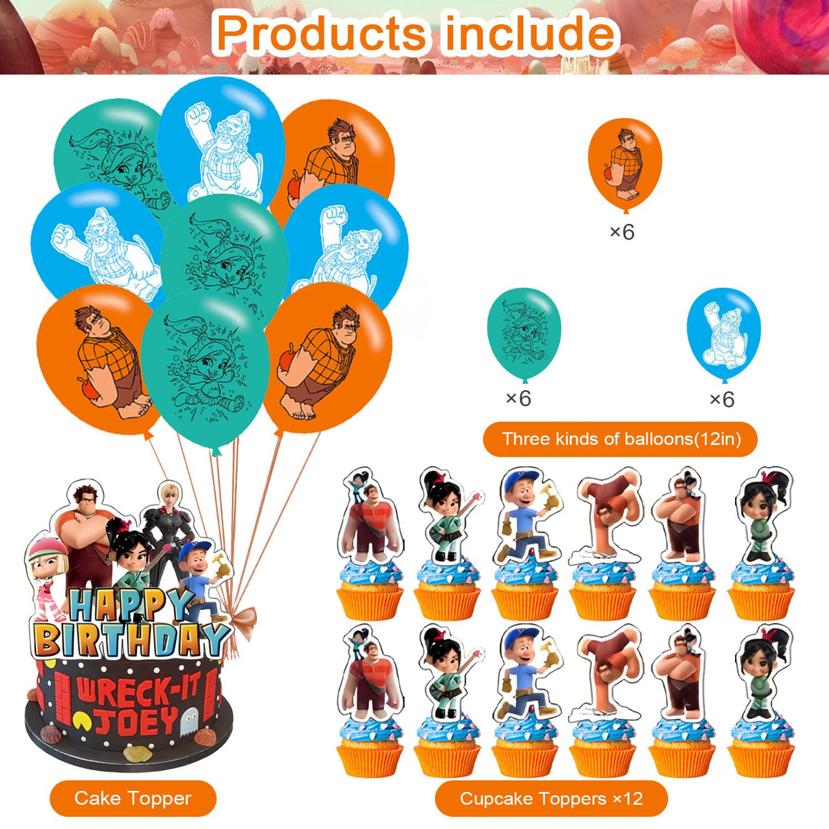 ELZEM Wreck It Ralph cake topper creates a memorable cake centerpiece