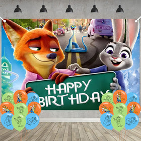 ELZEM Zootopia 2 backdrop featuring the 5x3 ft size for memorable party photos.