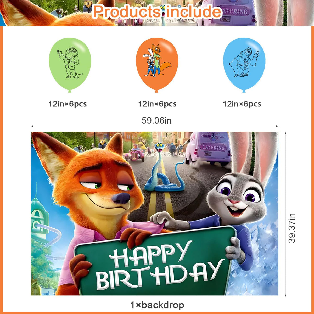 ELZEM Zootopia 2 balloon pack with 18pcs ready for festive arrangements.