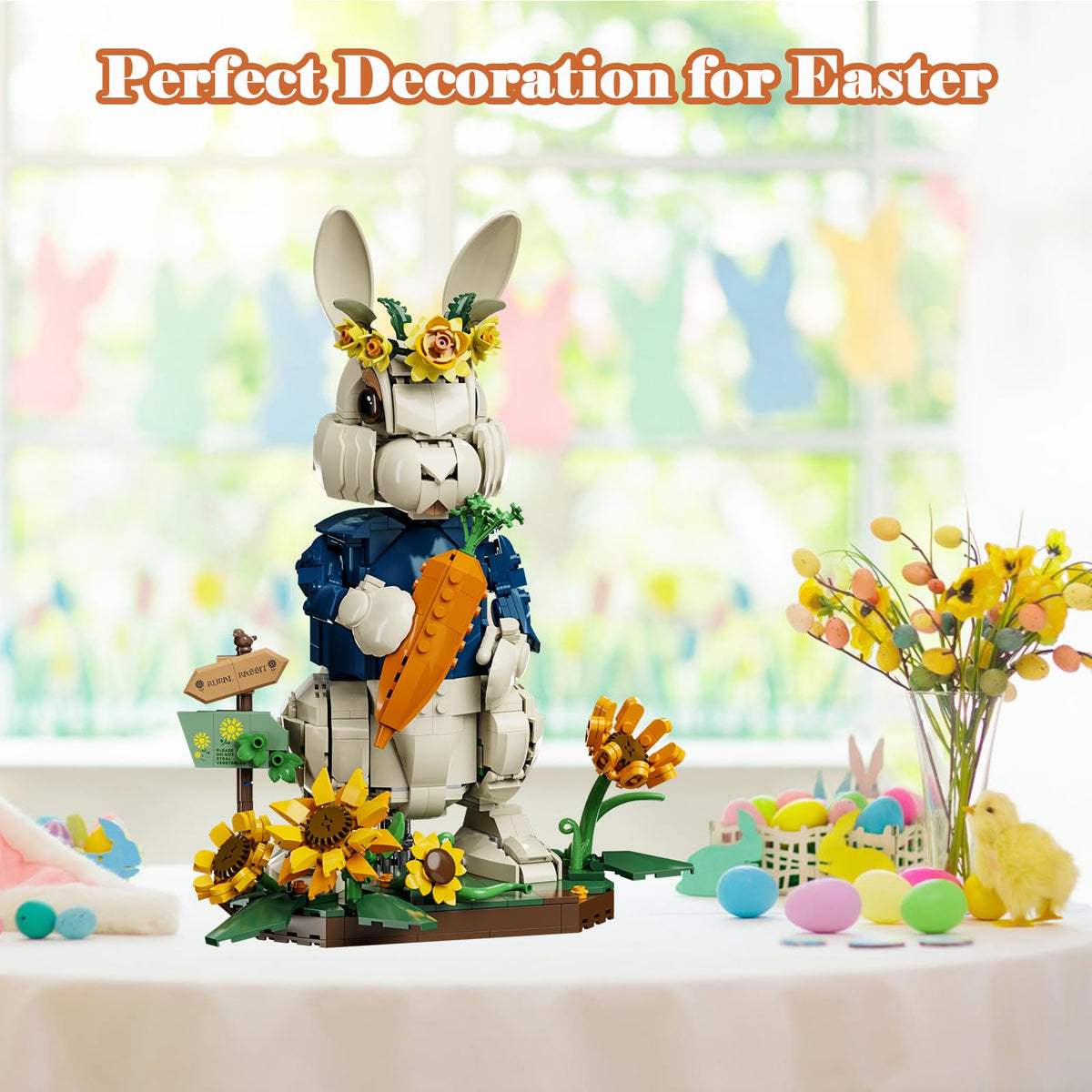 EMANNON Easter Bunny building set 1258-piece kit promises a substantial building challenge.
