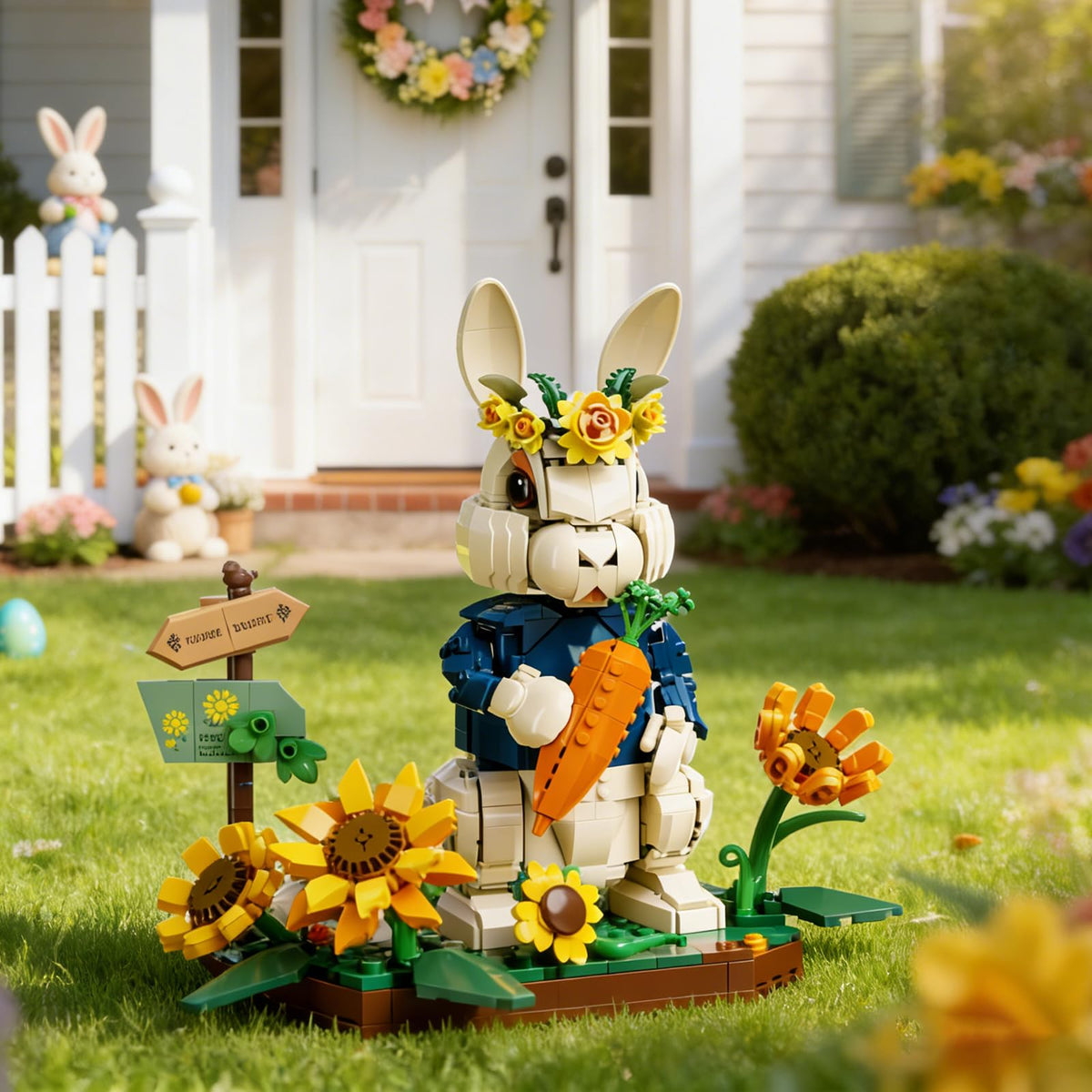 EMANNON Easter Bunny building set carrot detail adds playful charm to your centerpiece display.