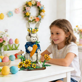 EMANNON Easter Bunny building set poseable display captures joyful spring moments on your shelf.
