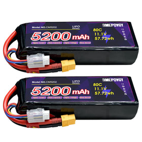 EMEPOVGY 11.1V 3S battery in soft case with XT60, ideal for RC car and plane setups.