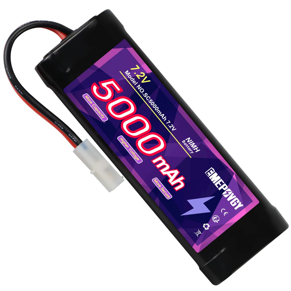 EMEPOVGY 7.2V 5000mAh top view battery for extended RC racing runtime