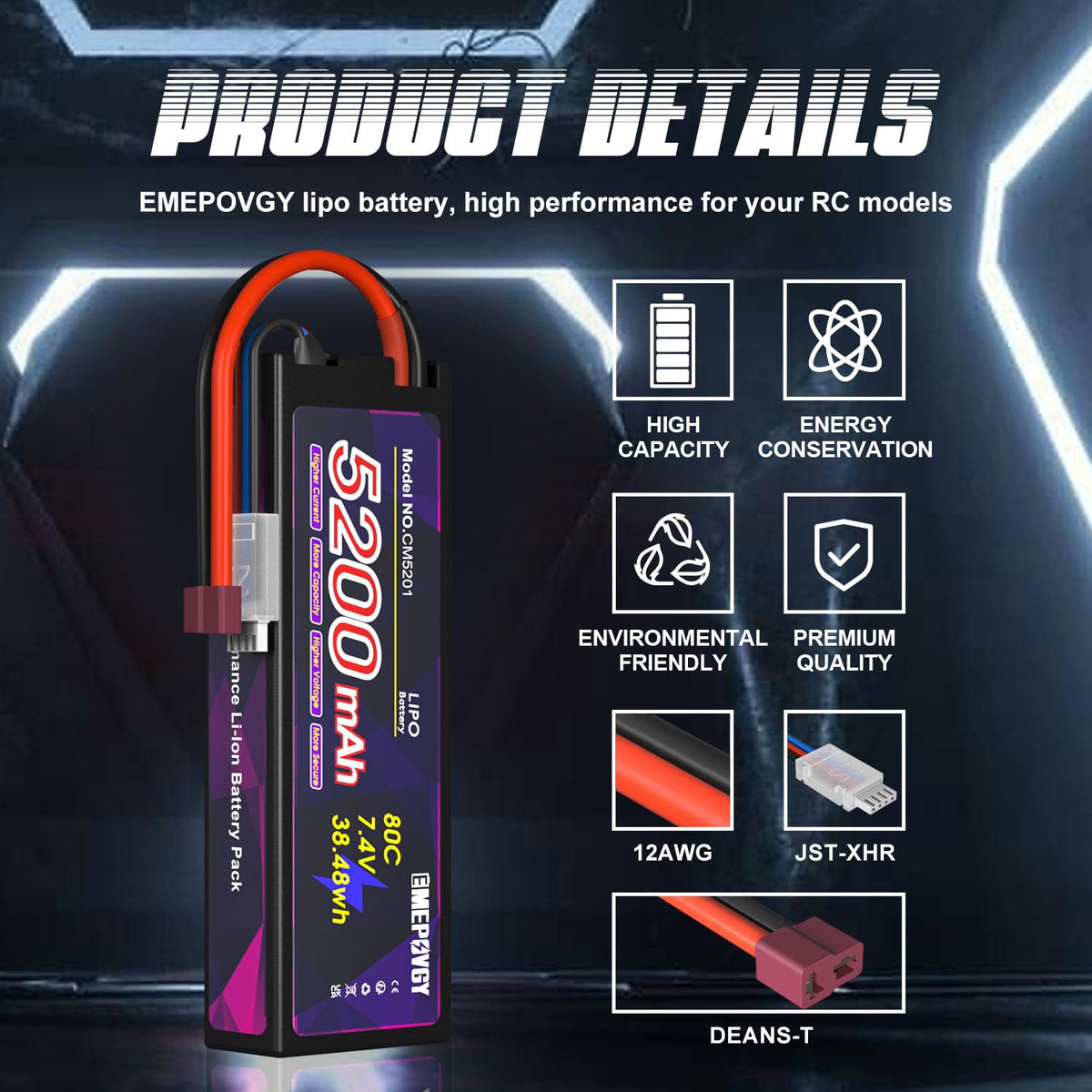 EMEPOVGY T-connector close-up showing secure RC connections