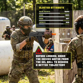 EMERBU Pro-Grade Gel Splat Blaster shown as age 15+ friendly