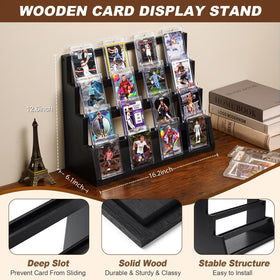 Emfogo Card Display Stand deep slots prevent wobble and protect cards during display.
