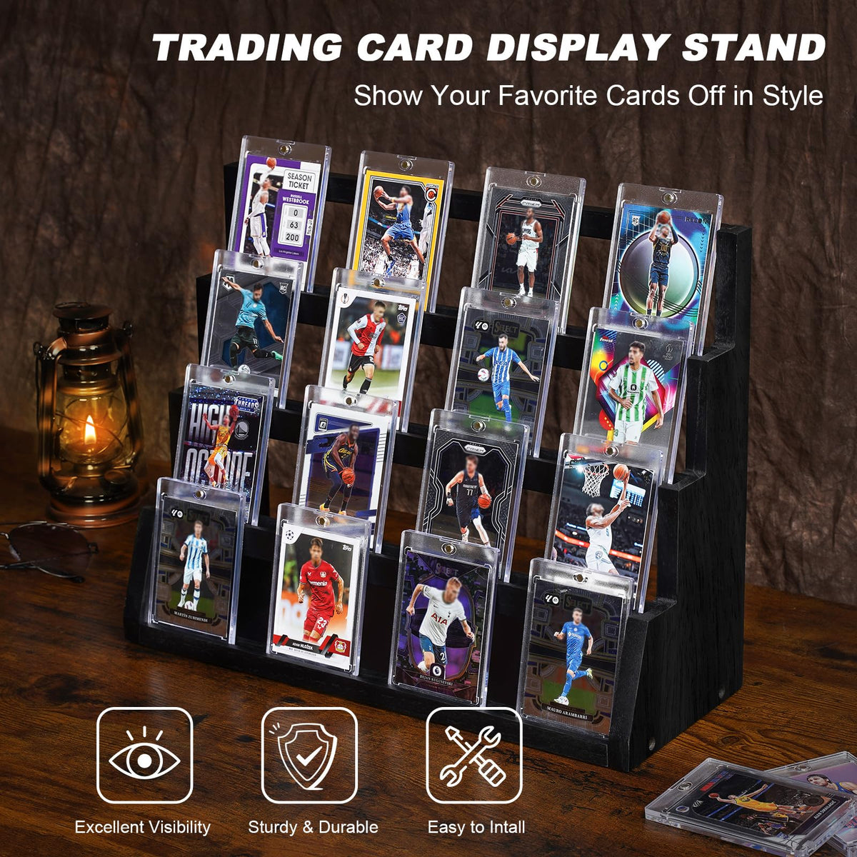 Emfogo Card Display Stand arrives with easy-assembly hardware for quick setup.