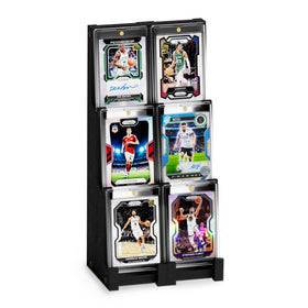 Emfogo card display stand two pack in wooden 3 tier design for sports cards