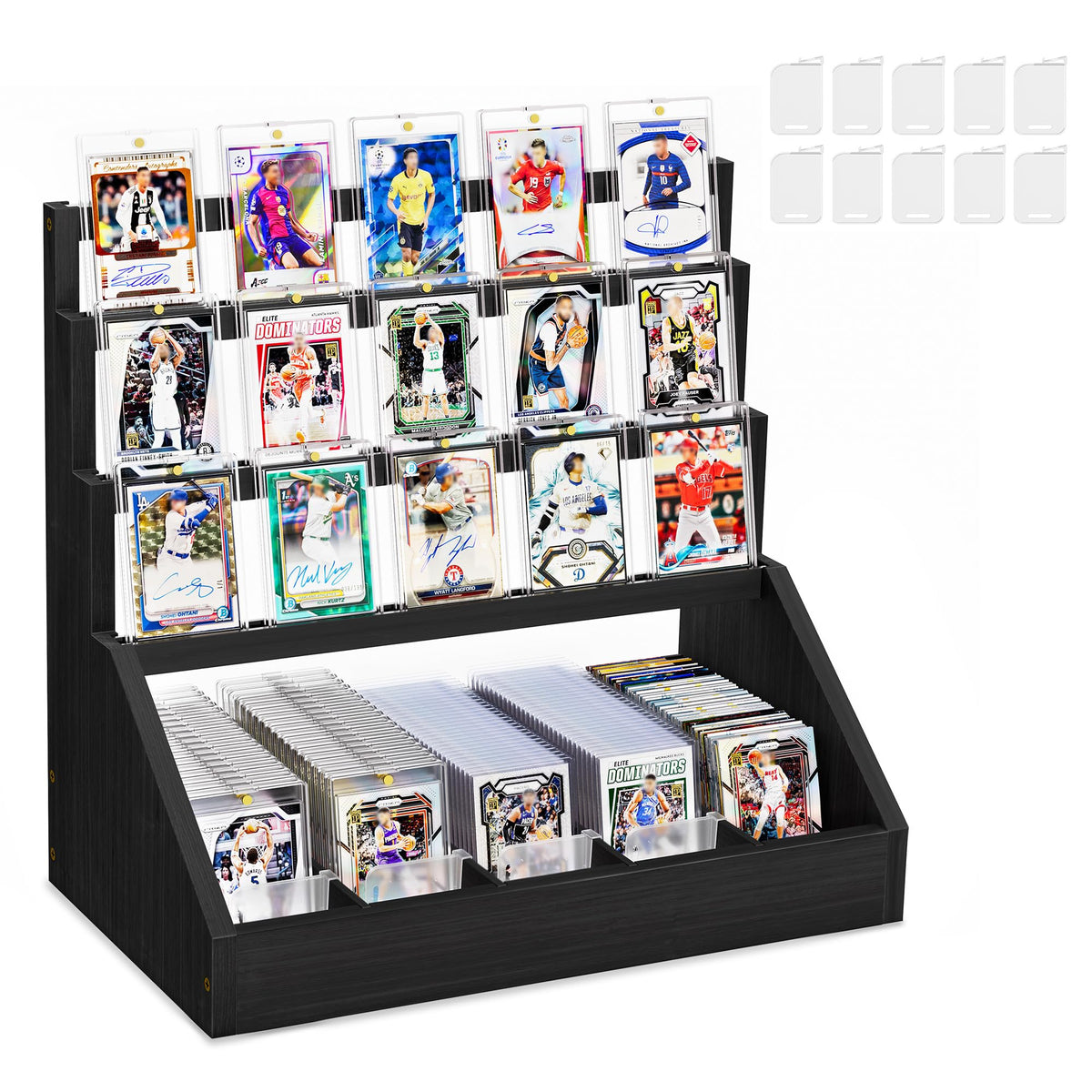 Emfogo 3-tier wooden display highlights your top cards with rustic style.