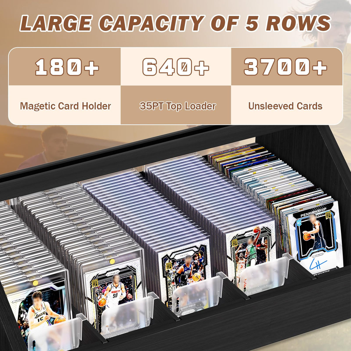 Emfogo graded card stand with deep edge slots protects graded cards.