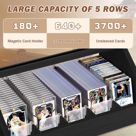 Emfogo graded card stand with deep edge slots protects graded cards.