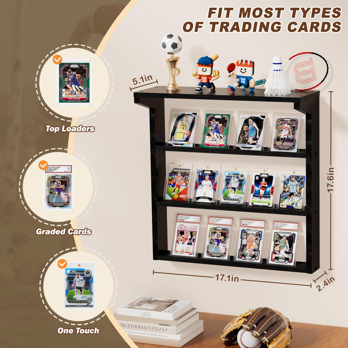 Emfogo space-saving design reduces clutter while showcasing collections.