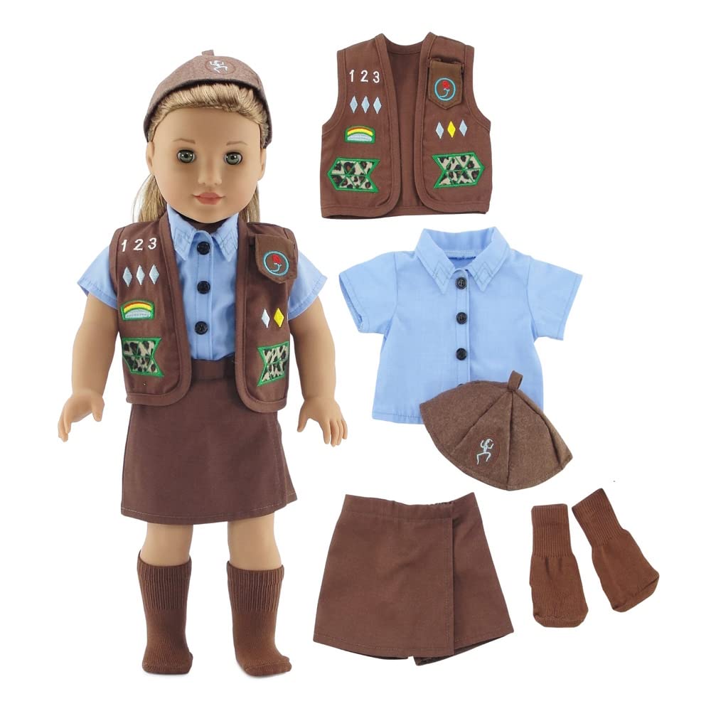 Emily Rose 18in doll brownie uniform vest with patches for authentic play