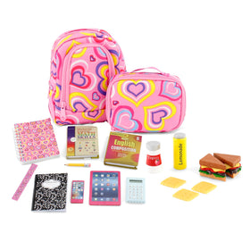 Emily Rose 18-inch doll backpack for durable pretend school days.