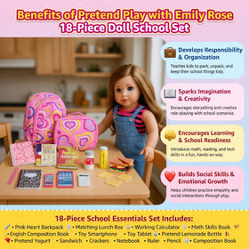 Emily Rose 18-inch doll books for classroom role-play.