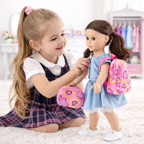 Emily Rose 18-inch doll calculator with real button presses for pretend math.