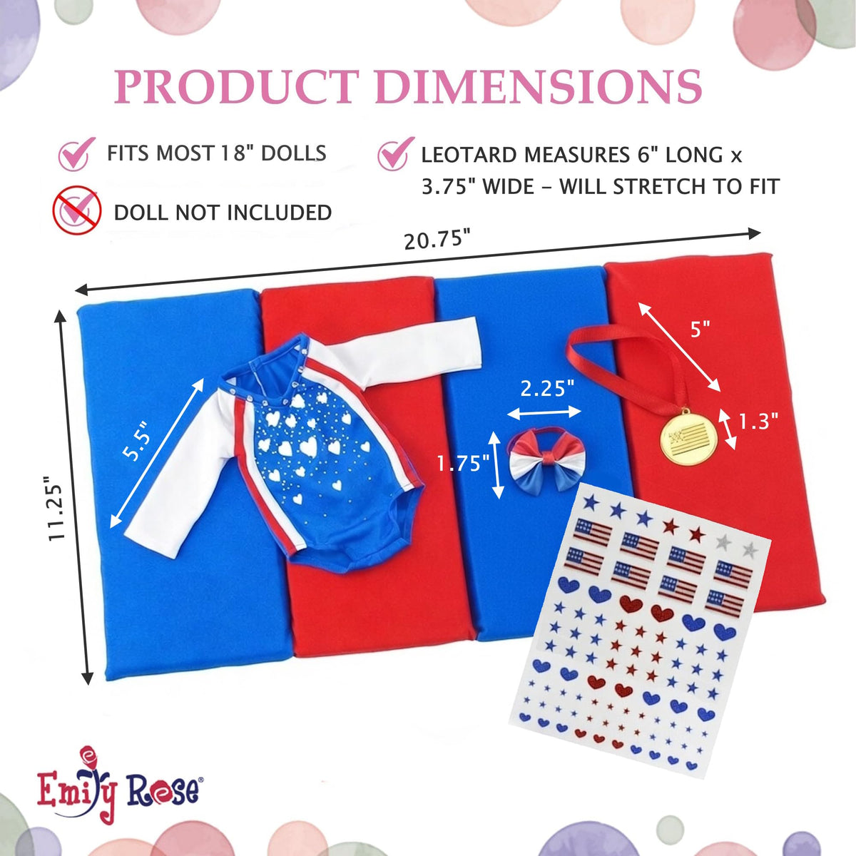 Emily Rose reusable patriotic face stickers support creative storytelling for kids and dolls