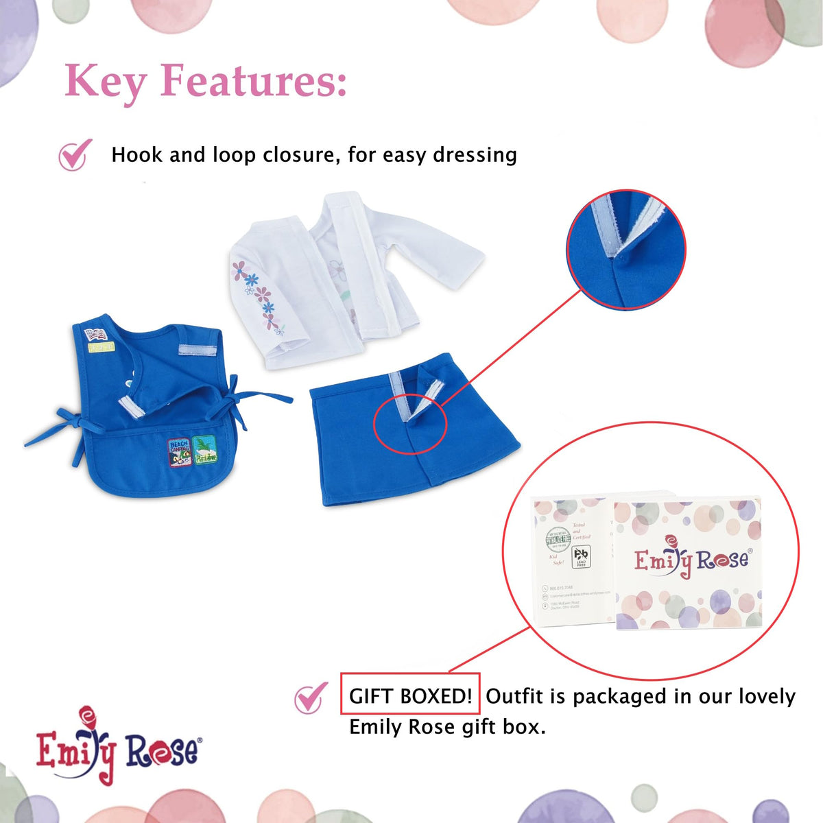 Emily Rose Officially Licensed Girl Scout badge confirms authentic licensing.