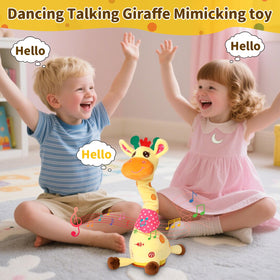 Emoin giraffe toy volume control adjusts sound for quiet nights.