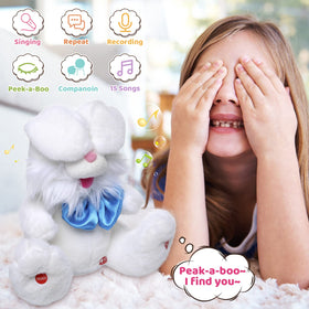 Emoin Easter Bunny plush side view, portable cuddly companion