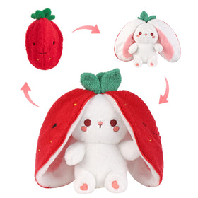 Emoin Easter reversible bunny 10in front view shows dual bunny and strawberry styles for cuddles
