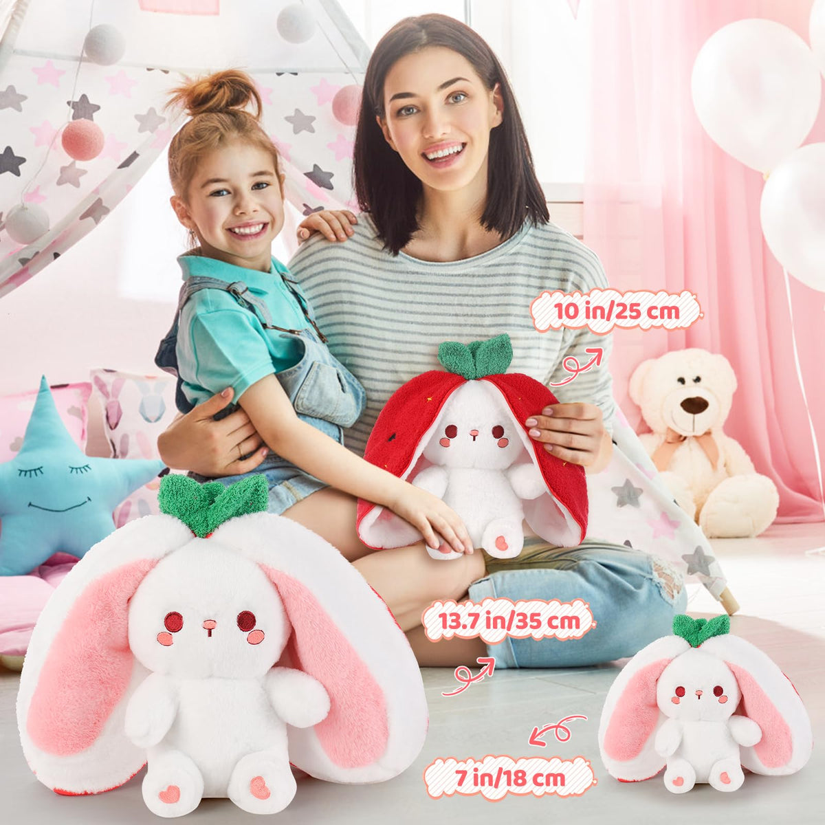 Emoin Easter reversible bunny ultra-soft fabric closeup emphasizing baby-safe materials
