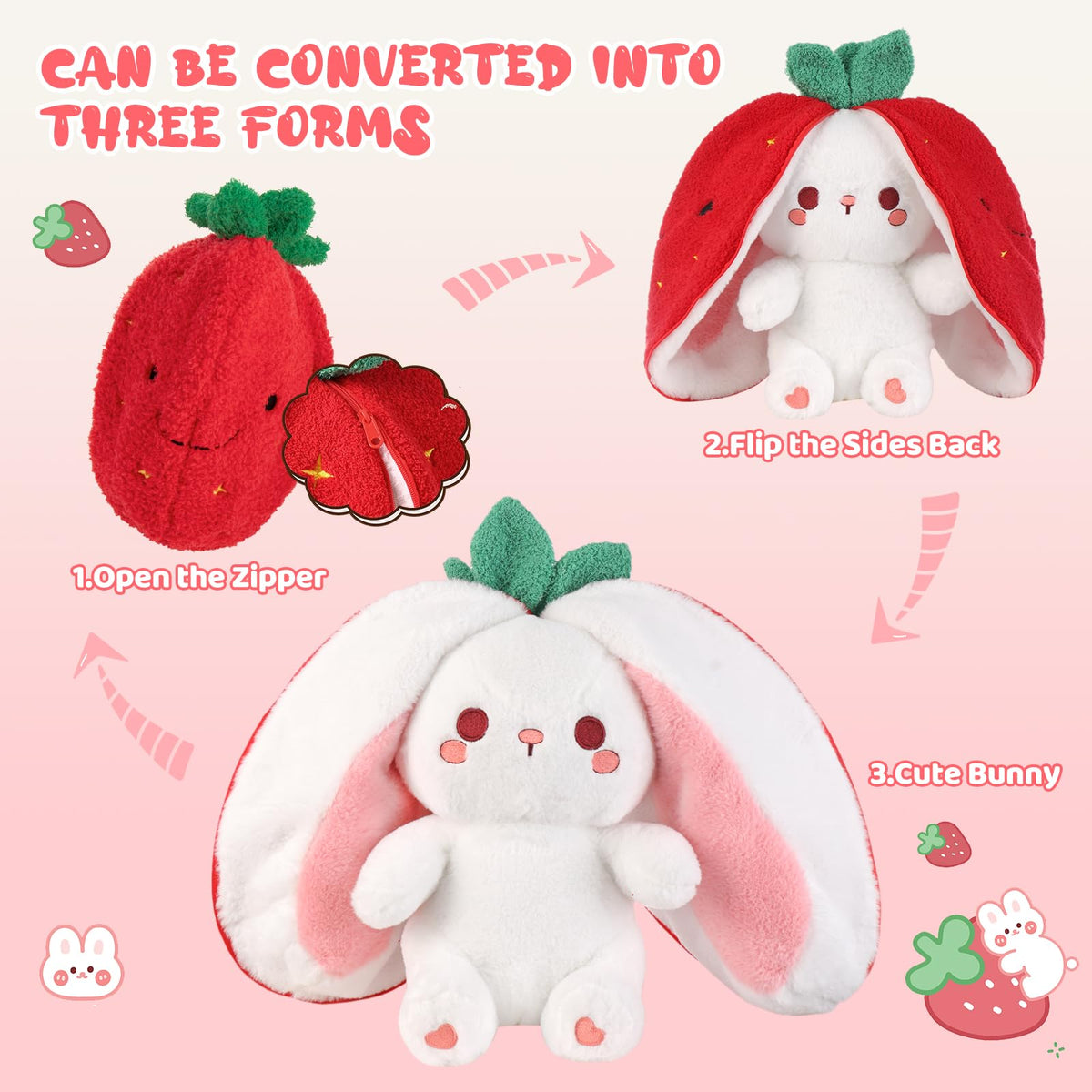 Emoin Easter reversible bunny zipper transformation illustrating back unzip feature for magical change