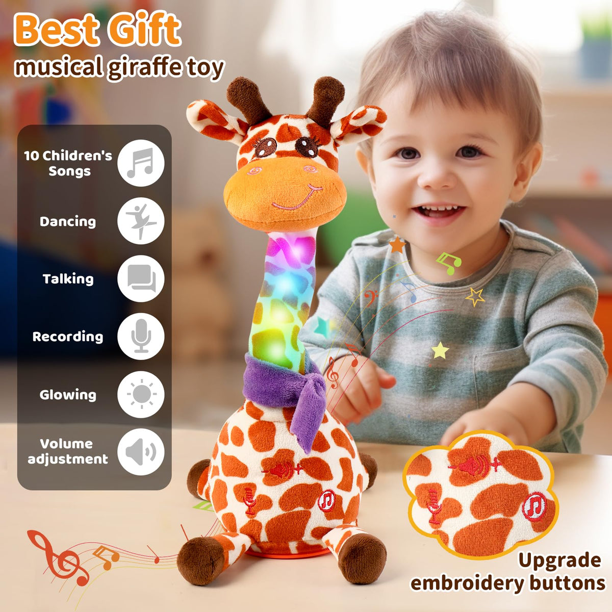 Emoin giraffe toy records and repeats your voice for interactive fun