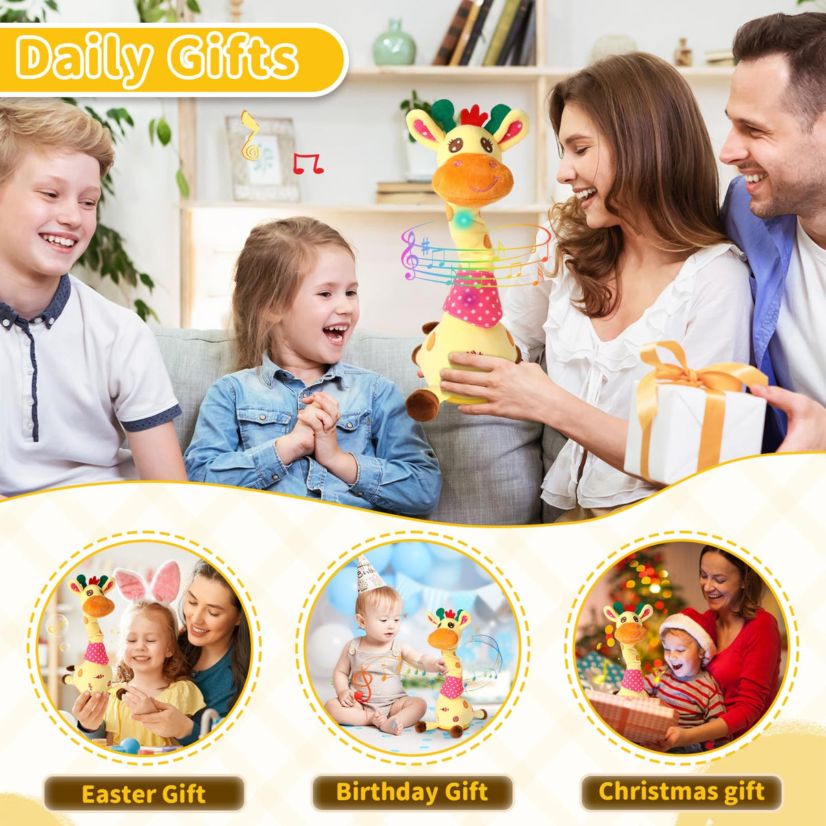 Emoin giraffe toy in nursery doubles as décor with glow.