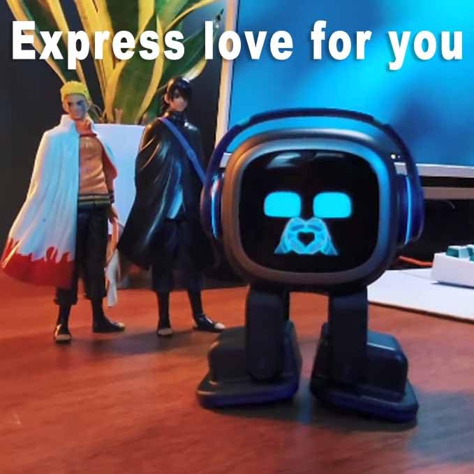 EMOPET AI Desk Robot Companion interaction-closeup reveals tactile sensors guiding play
