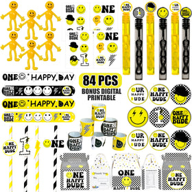 Empire Party Supply one happy dude straws with smiley design for party beverages